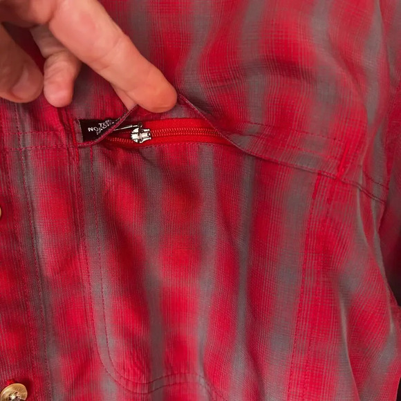 The North Face mens red plaid performance button down shirt size M - Picture 3 of 13